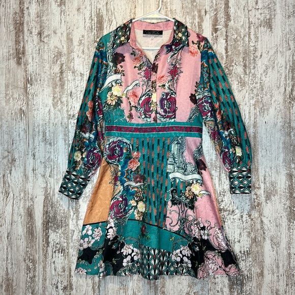 Dalia Macphee Dresses & Skirts - Dalia Macphee multi color floral long sleeve dress Size M